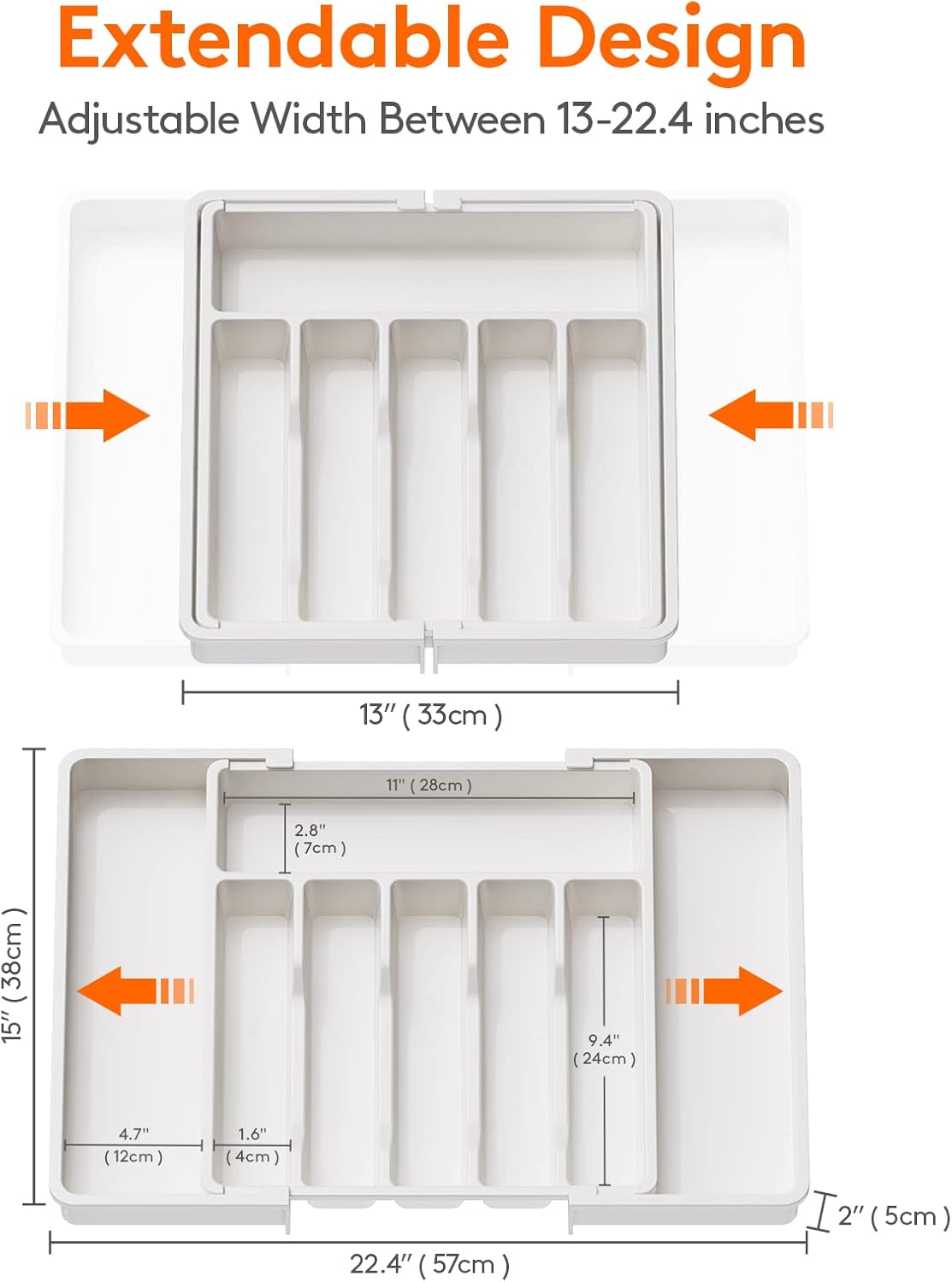 Lifewit Silverware Drawer Organizer, Expandable Utensil Tray for Kitchen, BPA Free Flatware and