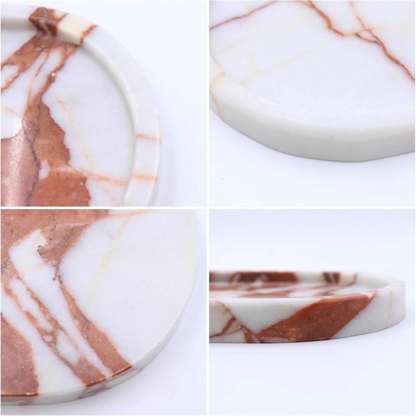 Natural Marble Tray, Oval Vanity Decorative Tray for Bathroom Counter, Countertop Stone Organizer