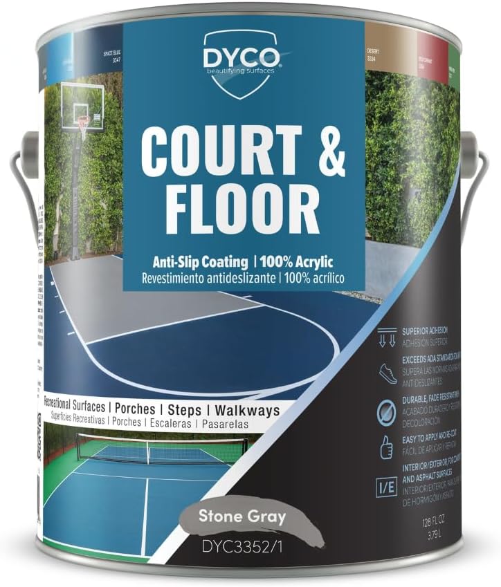 DYCO Court & Floor Anti-Slip Coating - Slip-Resistant Pavement, Cement & Concrete Paint for