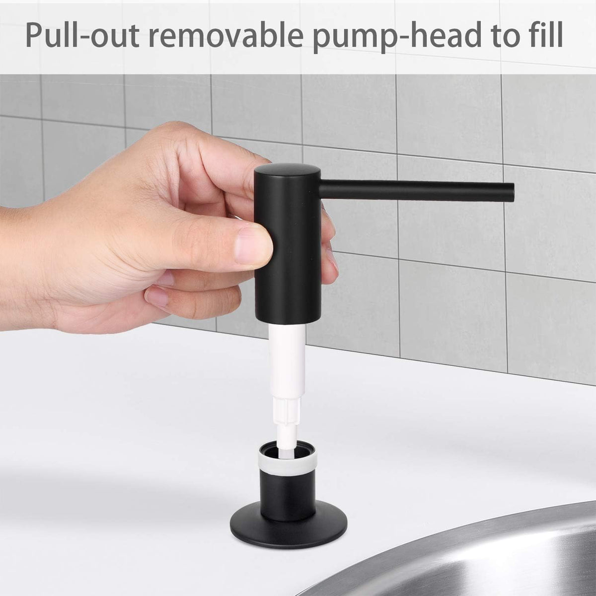 Samodra Sink Soap Dispenser, Metal Pump Head Liquid Lotion Countertop Kitchen Bathroom Soap