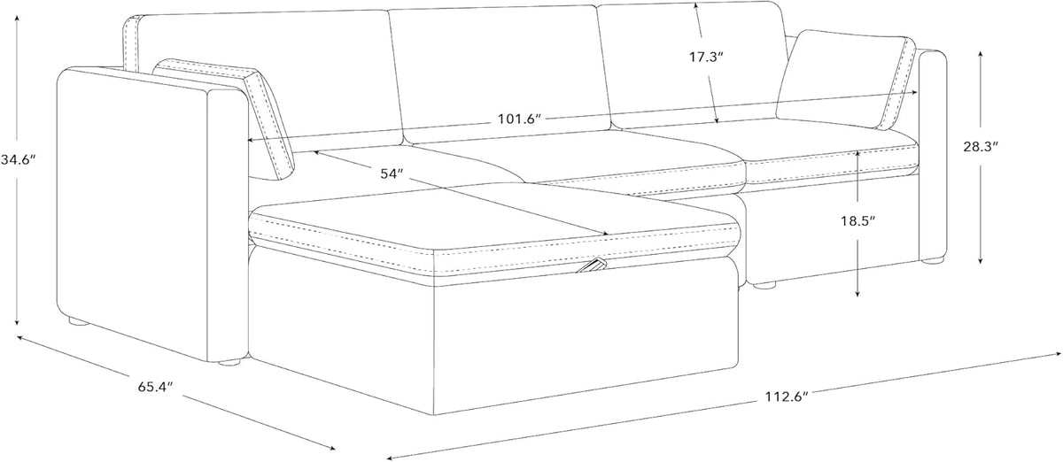 CHITA Oversized Modular Sectional Sofa, FSC Certified L Shaped Couch Reversible Chaise, Modular