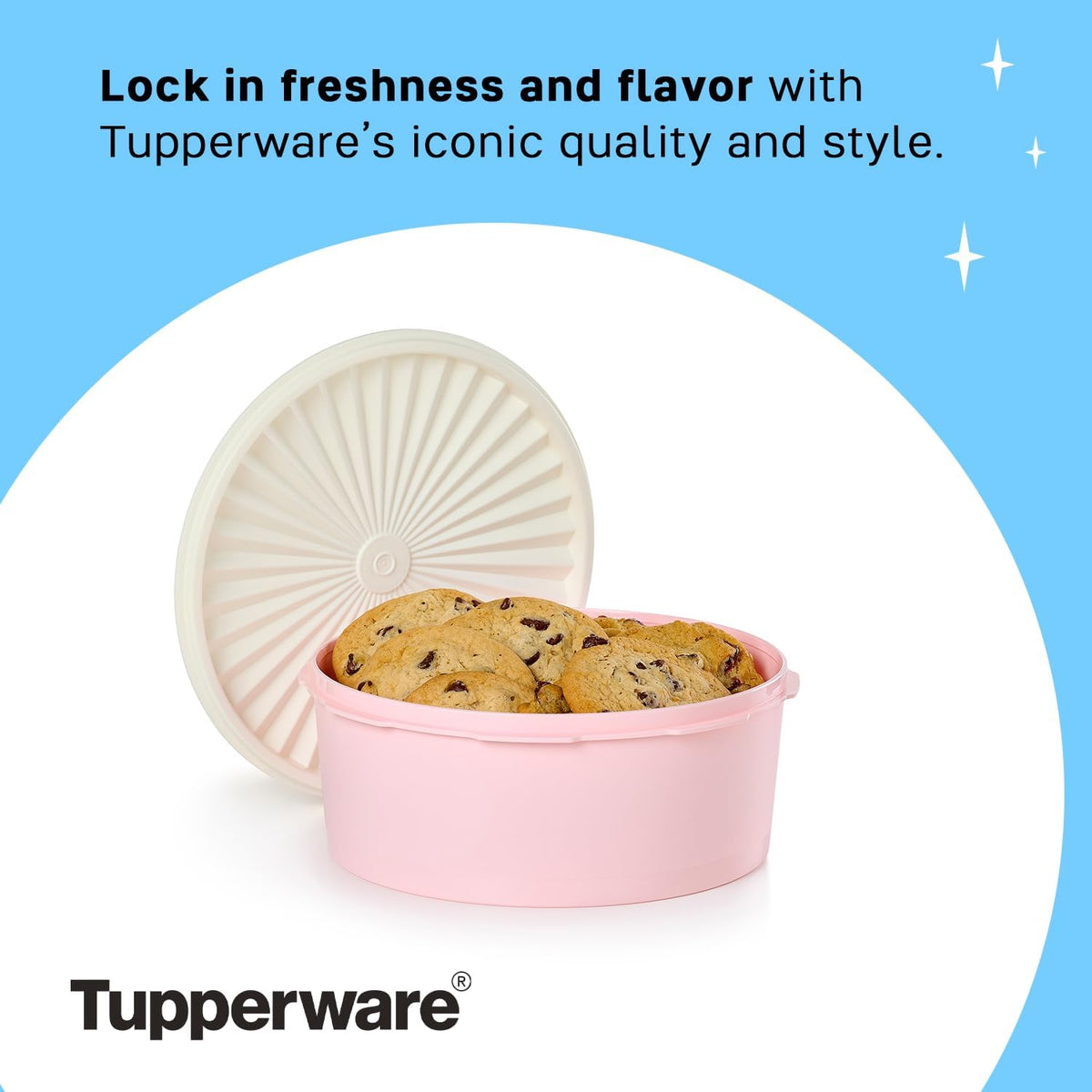 Tupperware Heritage Collection 7.6 Cup Cookie Canister, Vintage Light Pink Color, Dishwasher Safe