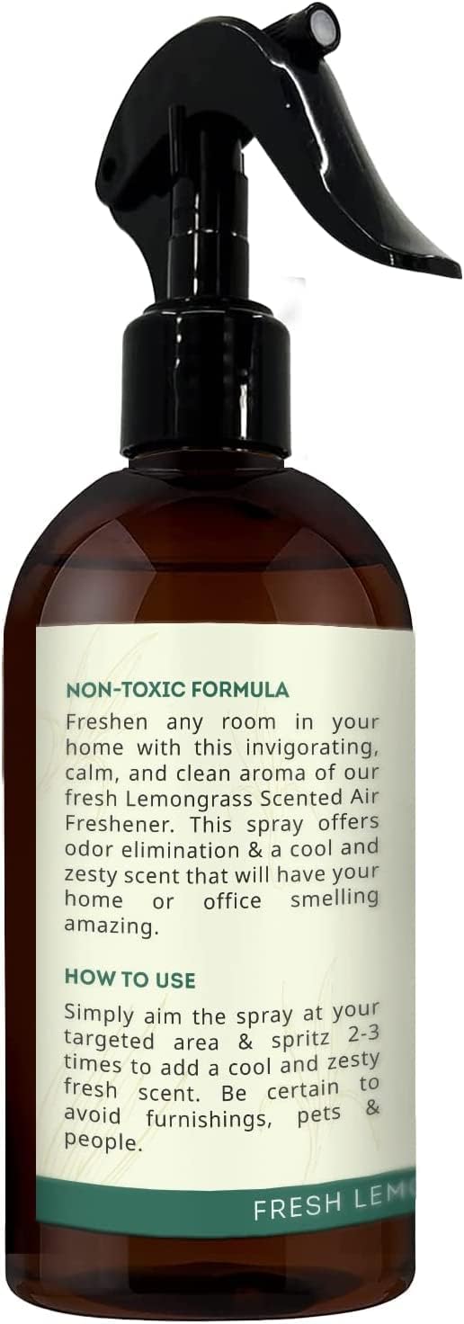 Kate Naturals Air Freshener Spray for Home. Lemongrass Essential Oil Odor Eliminator Room Freshener