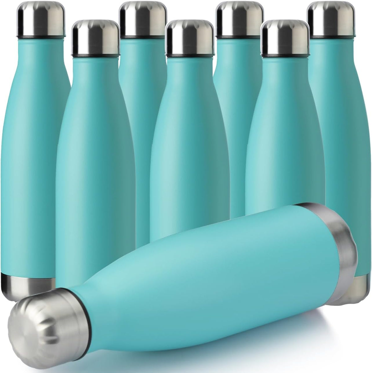 MEWAY 17oz Sport Water Bottle 8 Pack Vacuum Insulated Stainless Steel Leak-Proof Double Wall Cola