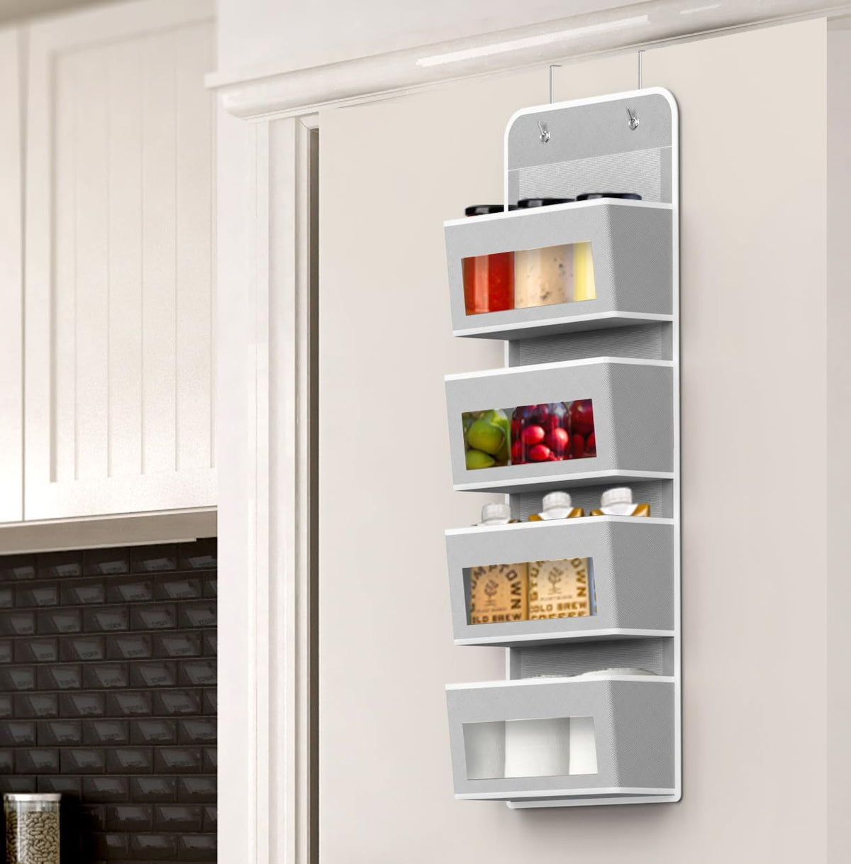 Simple Houseware 4 Clear Window Pocket Over Closet Door Storage Hanging Organizer for Bedroom