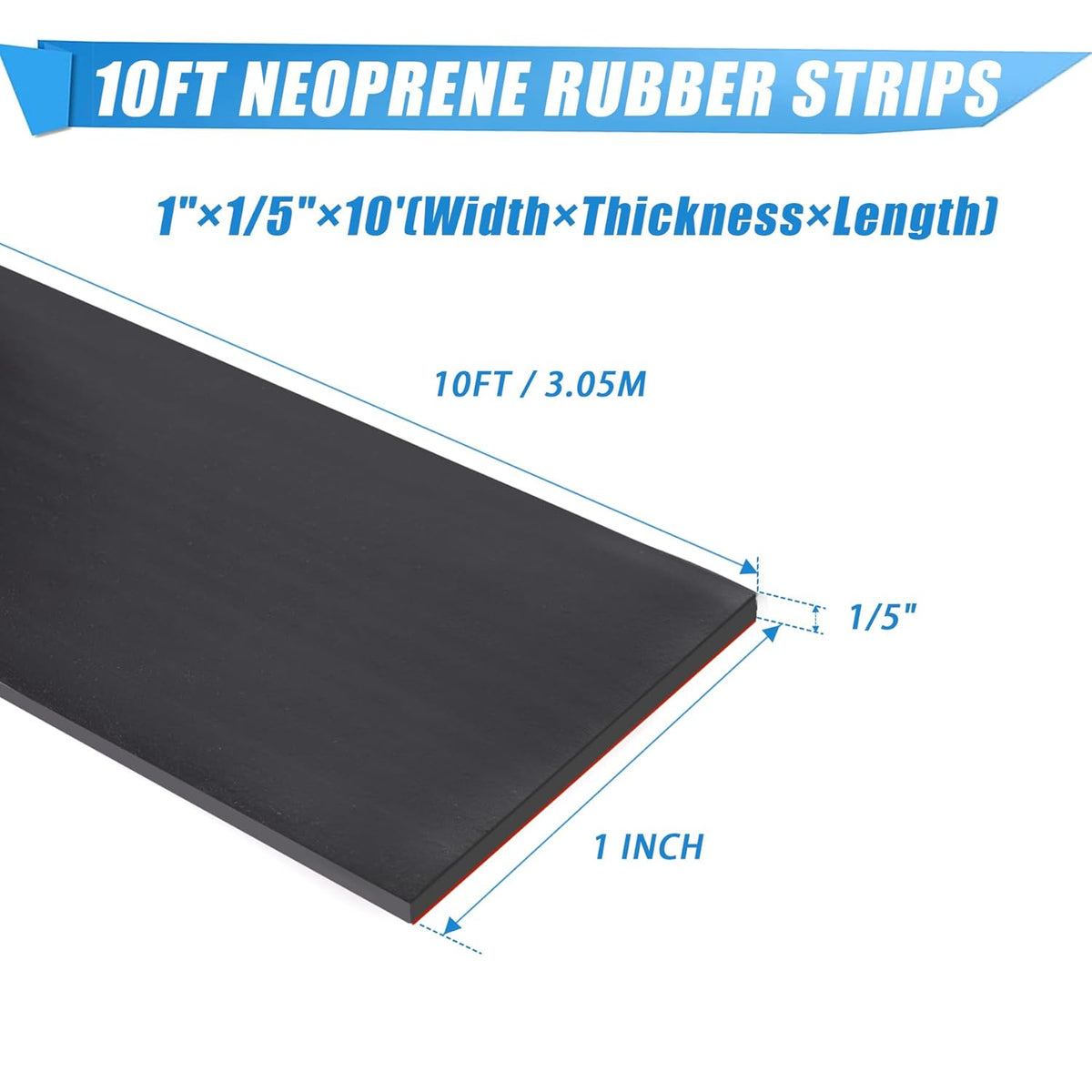 Neoprene Rubber Strips With Adhesive Backing - Self Stick Seal Gasket for Matting Padding - 1" Wide