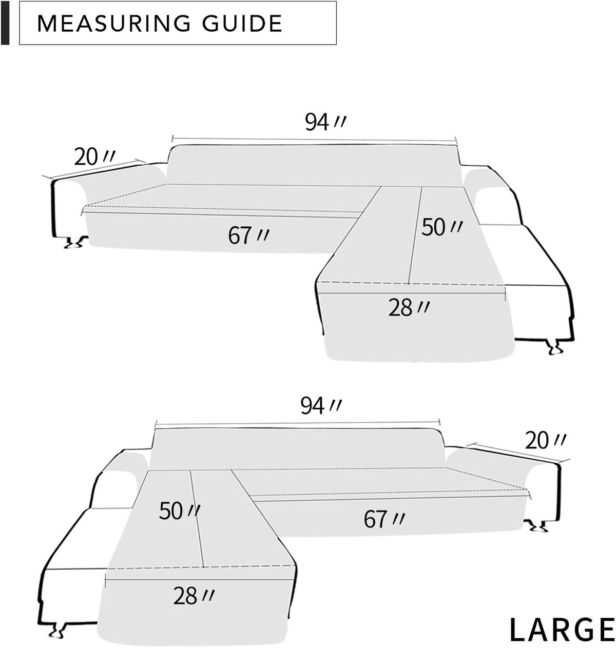 Easy-Going L Shape Sofa Slipcover - Reversible Sofa Cover for Pets & Furniture Protection (Large