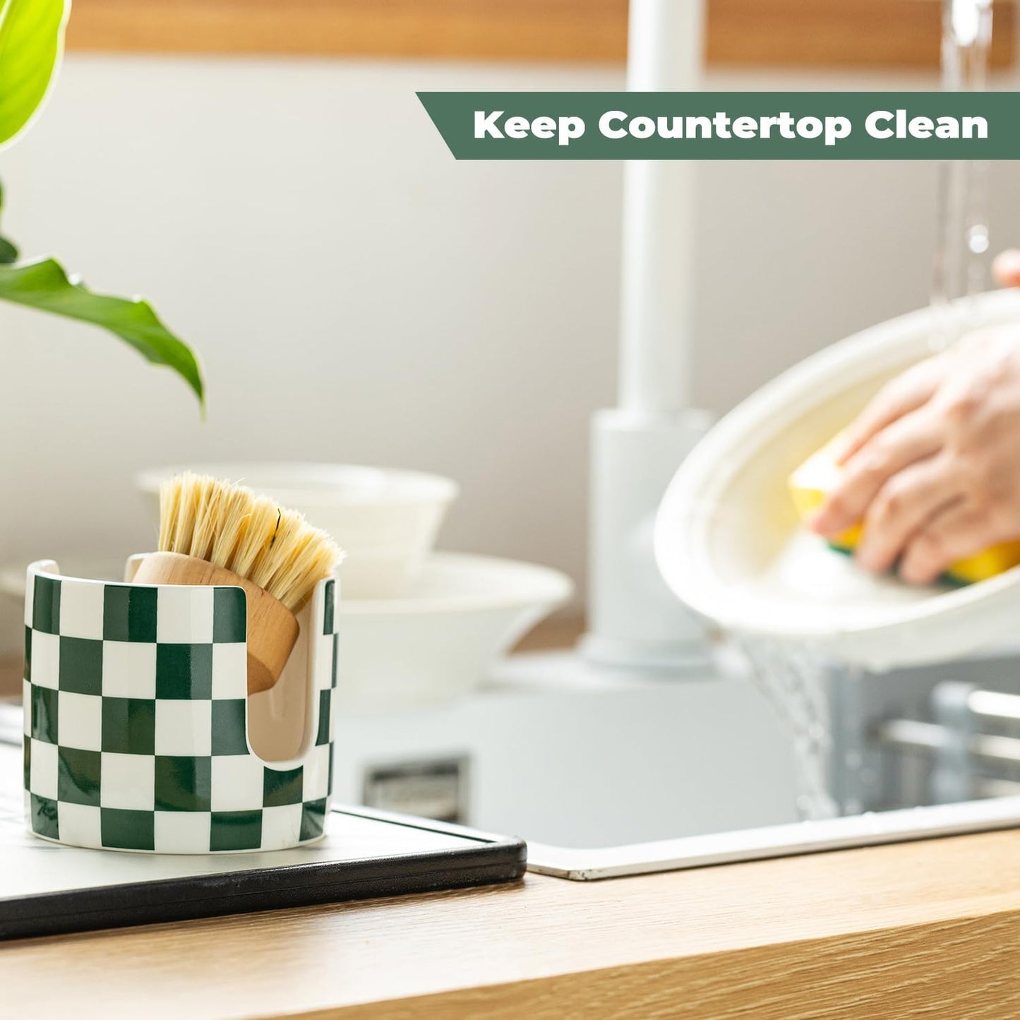 Ceramic Kitchen Sponge Holder, Dish Sponge Holder Suitable for Scrubby Farmhouse Dish Rack Brush