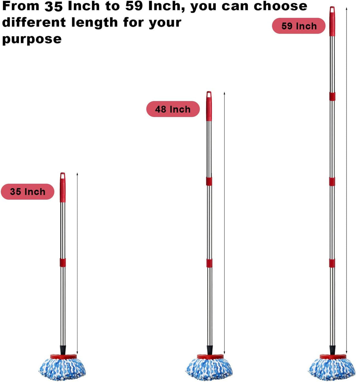 Spin Mop Replacement Handle - 4 Section Mop or Broom Handle/Stick Compatible with O Cedar Spin Mop