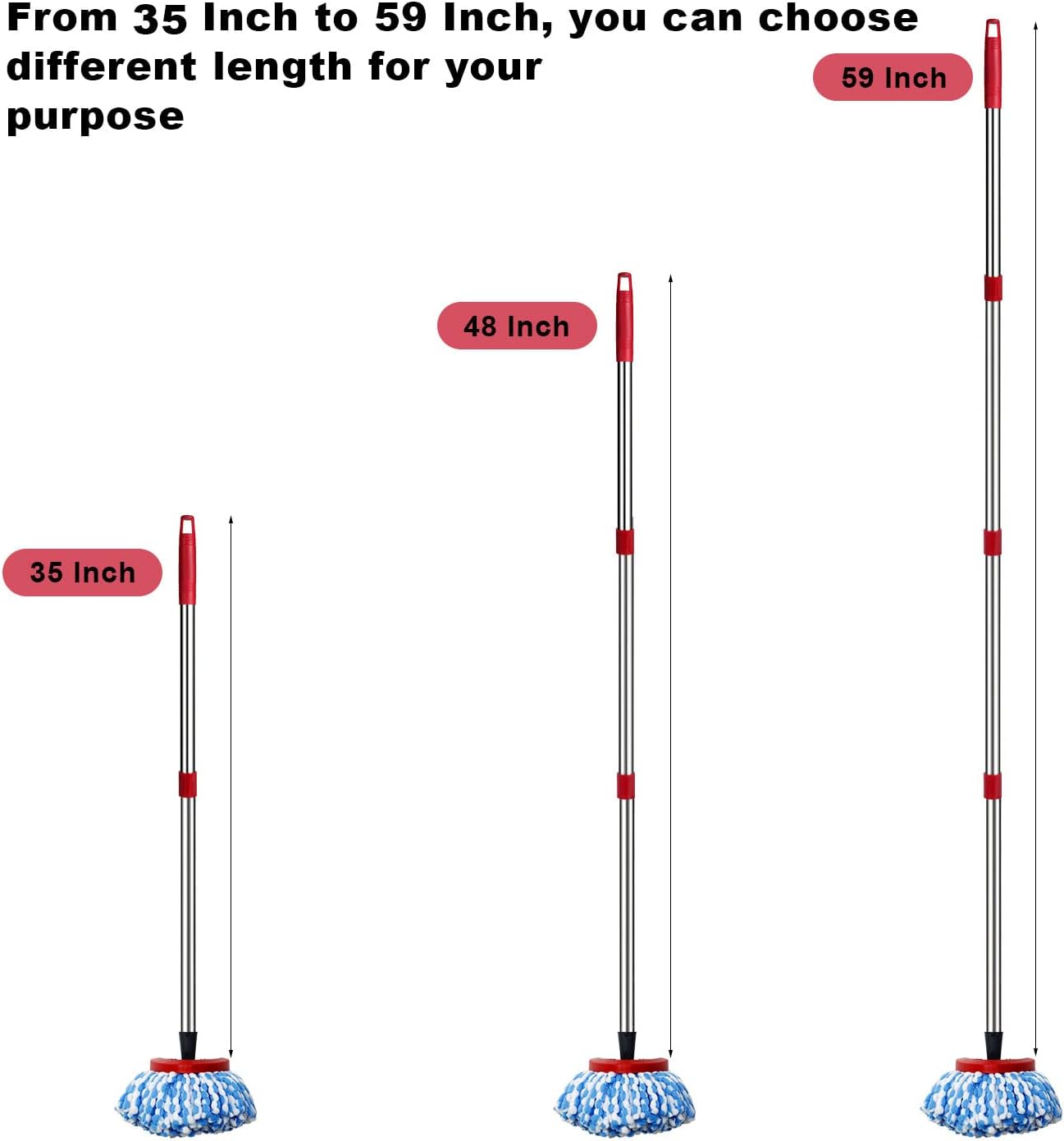 Spin Mop Replacement Handle - 4 Section Mop or Broom Handle/Stick Compatible with O Cedar Spin Mop