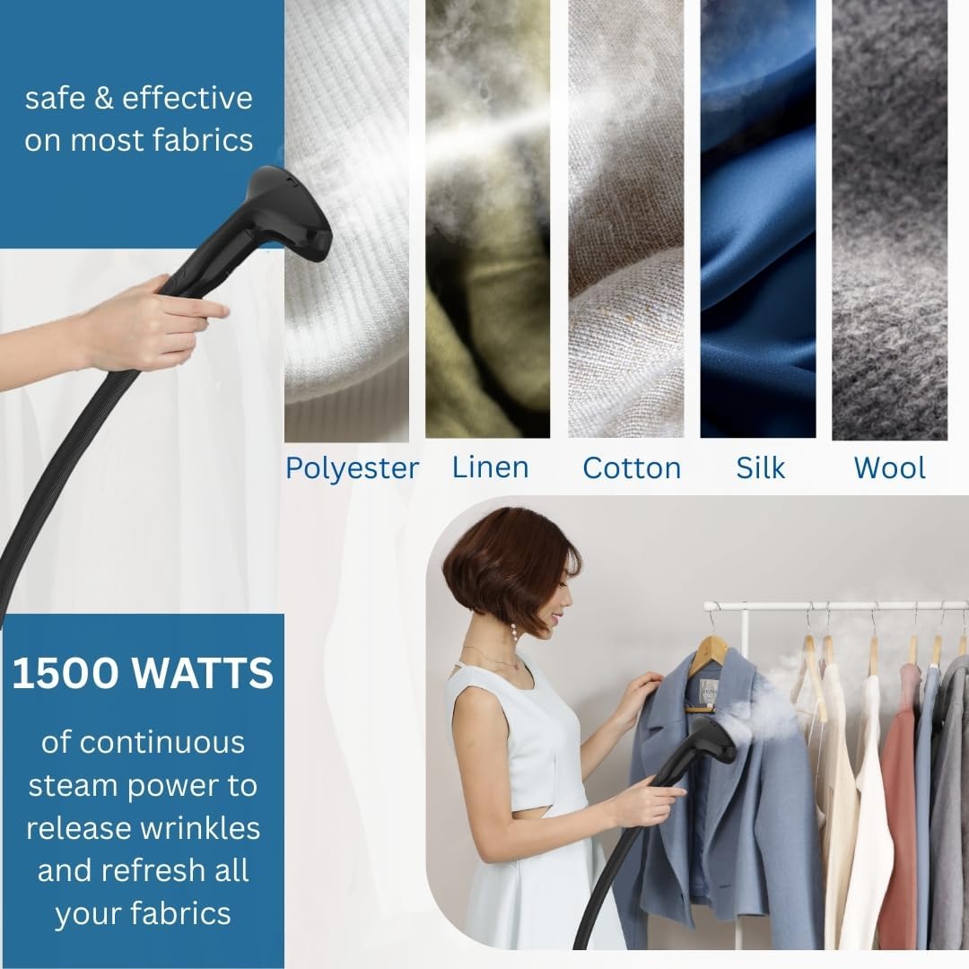 SALAV GS18 Full-Size Clothes Steamer - 1500W Power, 1.8L Water Tank, 60-Min Garment Steam, Iron