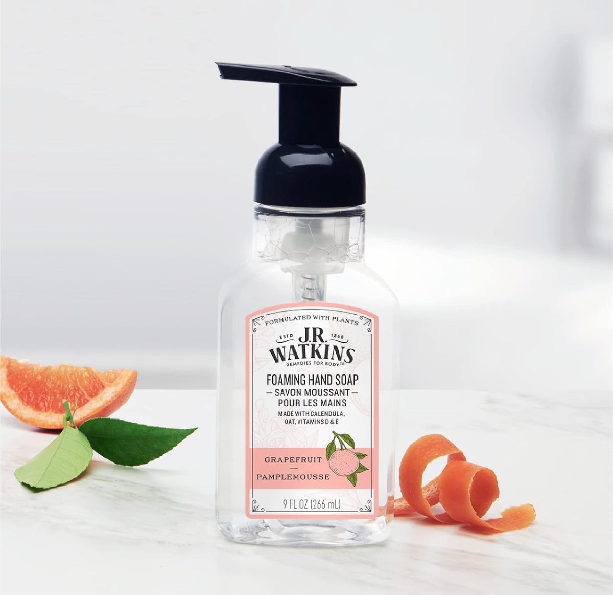 J.R. Watkins Foaming Hand Soap Pump with Dispenser, Moisturizing All Natural Hand Soap Foam