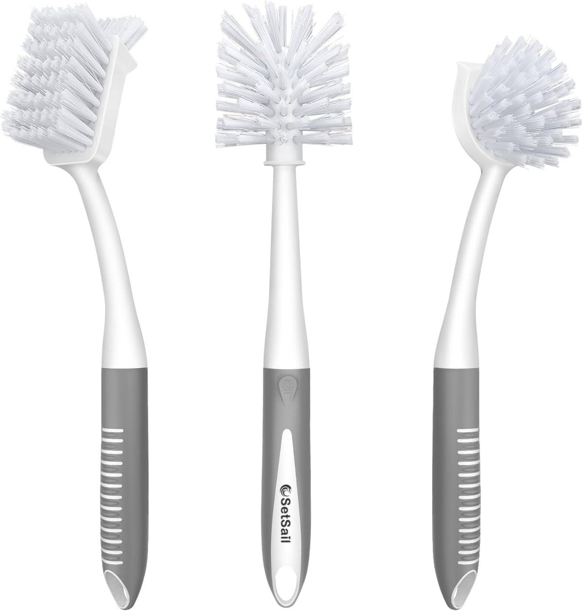 SetSail Dish Brush Set of 3 Piece, Dish Scrub Brush with Long Handle Deep Cleaning Brush with