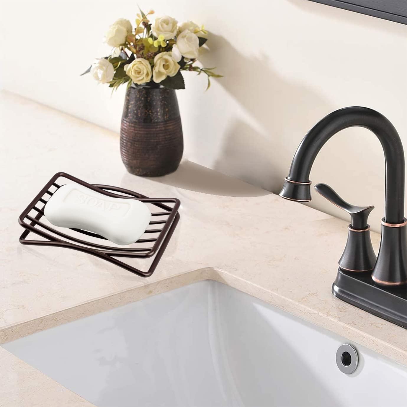 Soap Dish for Shower Bathroom Bar Soap Holder, Stainless Steel Self-draining Sponge Holder for