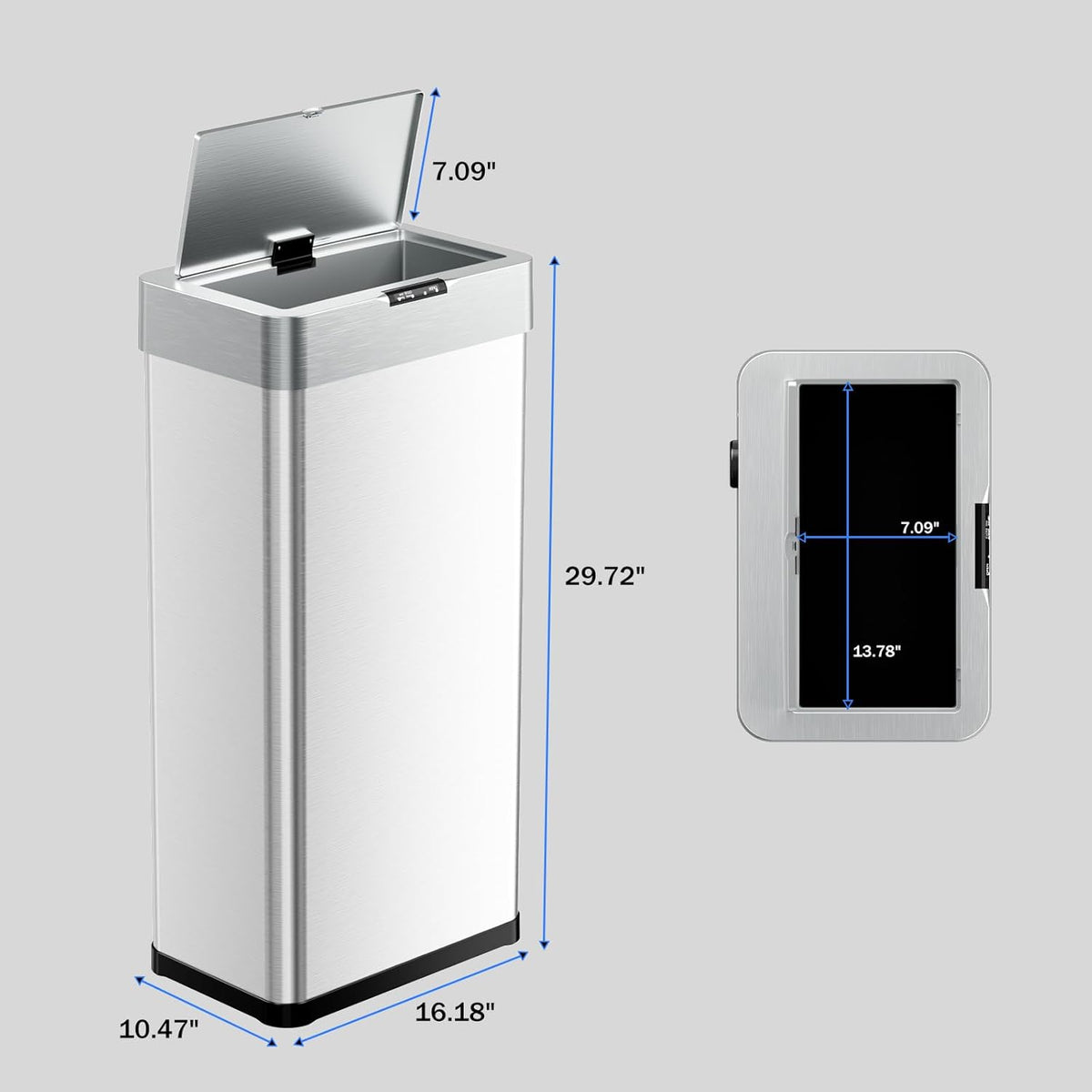 TLSUNNY 18.5 Gallon Motion Sensor Trash Can,Touchless Automatic Garbage Can,Brushed Stainless Steel