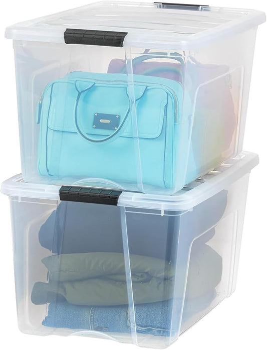 IRIS USA 2-Pack Storage Bins with Lids, 72 Quart, Made in USA Stackable See-Through Organizing