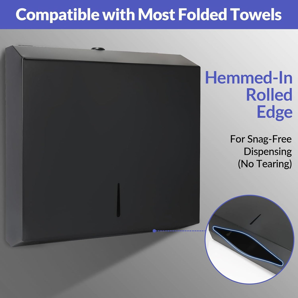 Paper Towel Dispenser Wall Mount, Matte Black Stainless Steel Commercial Paper Towel Holder with