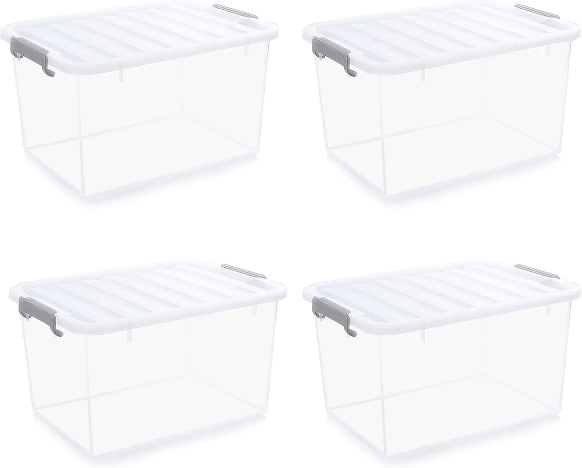 Citylife 44.4 QT Plastic Storage Bins with Latching Lids Stackable Storage Containers for