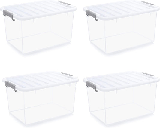 Citylife 44.4 QT Plastic Storage Bins with Latching Lids Stackable Storage Containers for