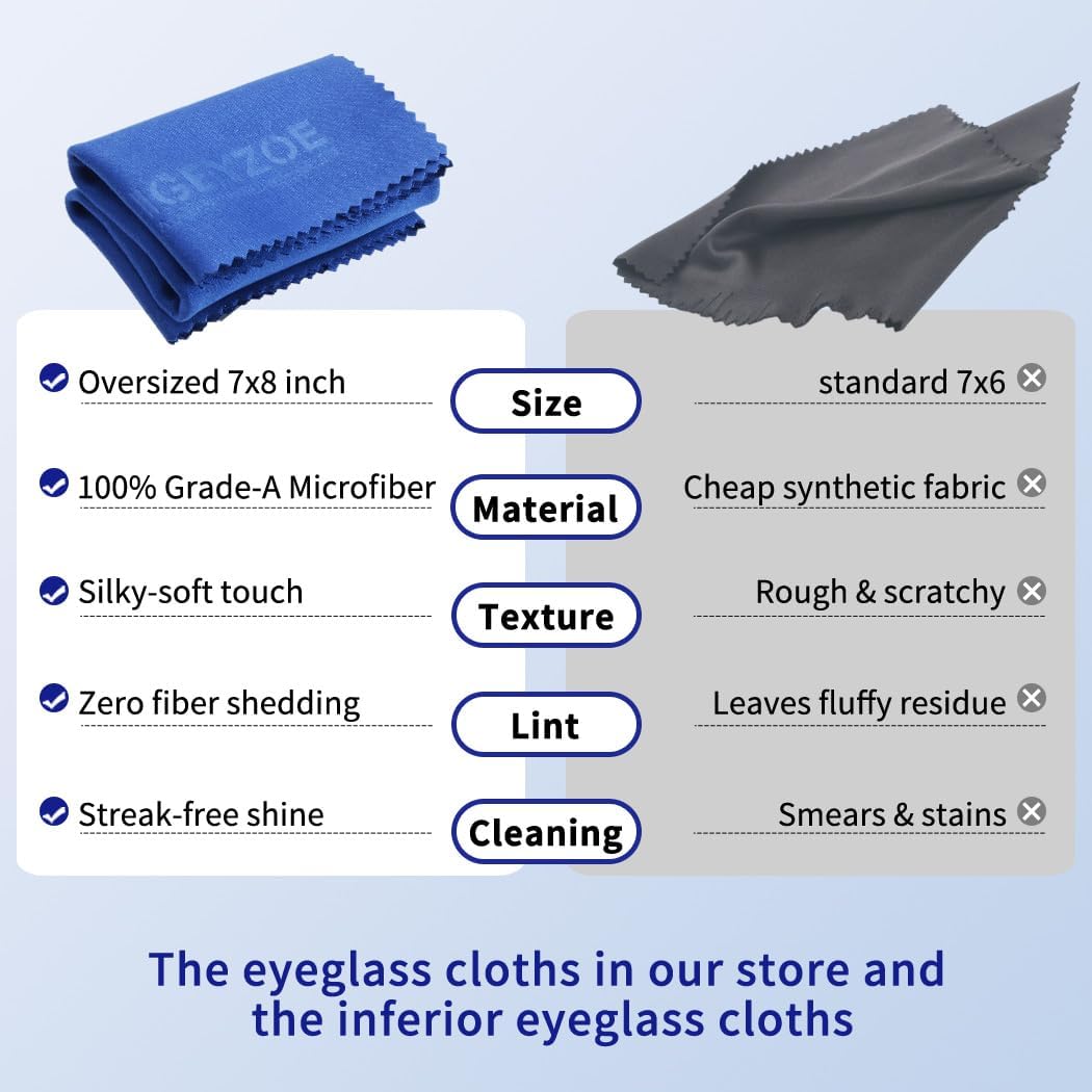 20 Pack Microfiber Glasses Cleaning Cloths - Glasses Wipes Ultra Soft & Reusable Eyeglass Lens