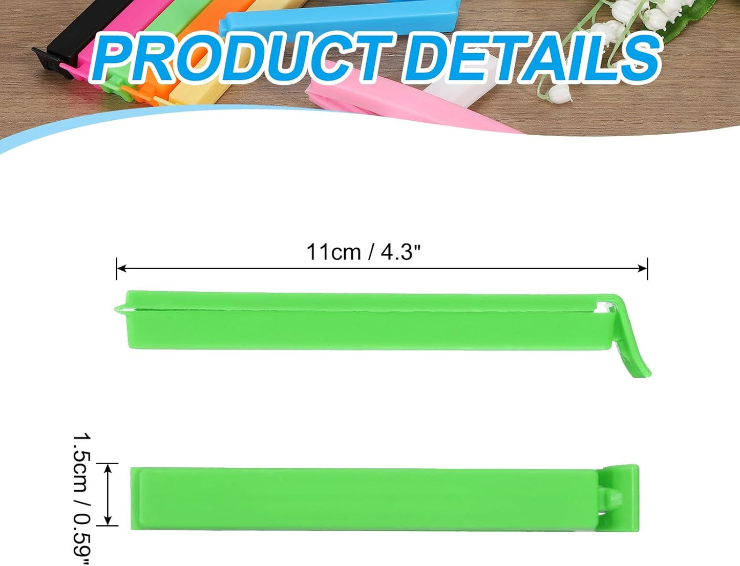 PATIKIL Sealing Clips 4.3 Inch, 10 Pack Reusable Plastic Bag Clip Clamp Sealer for Food Storage