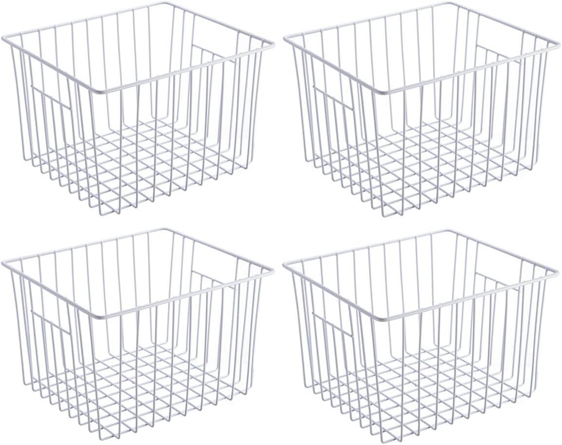 Slideep Freezer Baskets Storage Basket Organizers, Deep Wire Farmhouse Bins Container with Handles