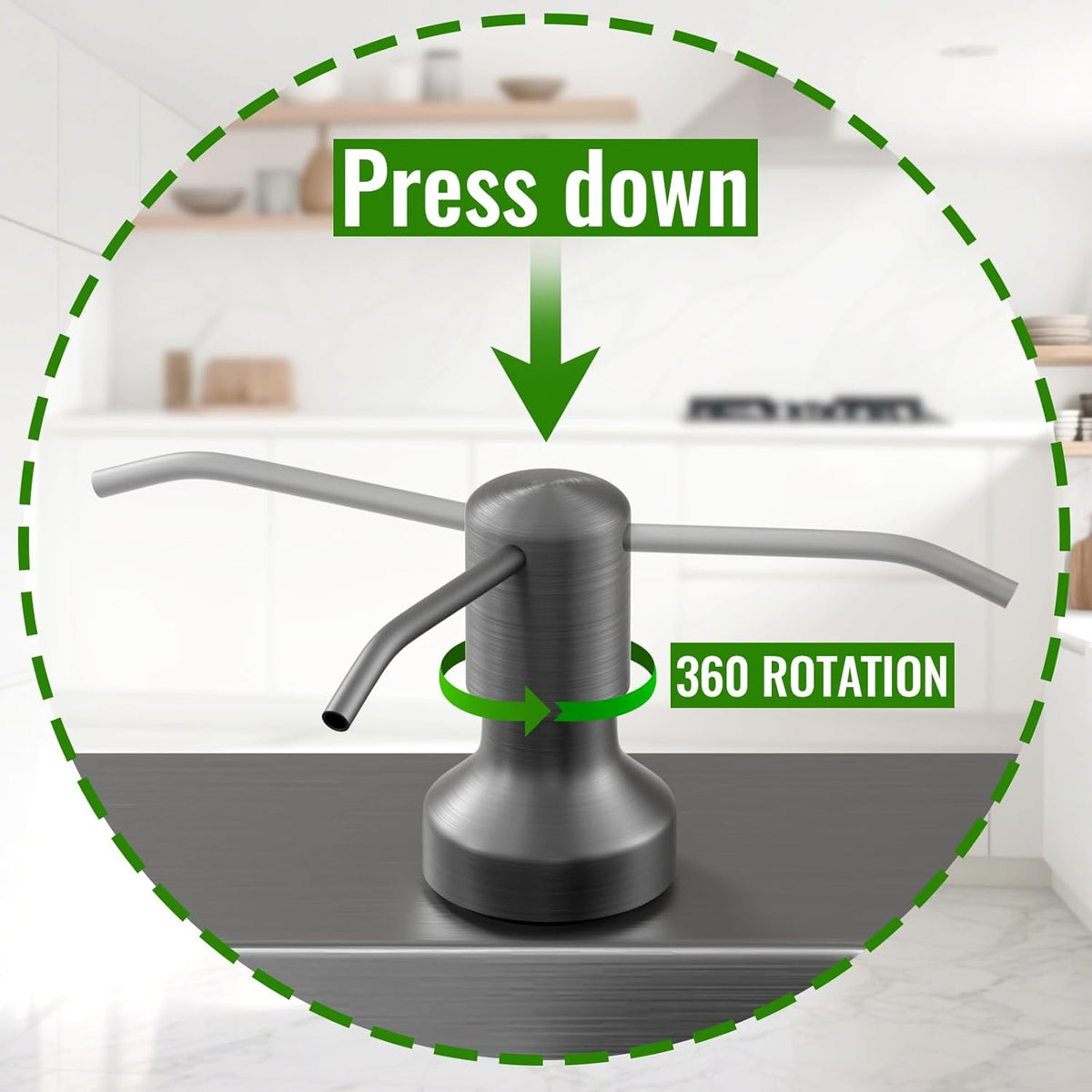 Soap Dispenser for Kitchen Sink, Kitchen Sink Soap Dispenser with 17 OZ Bottle, Refill from The Top