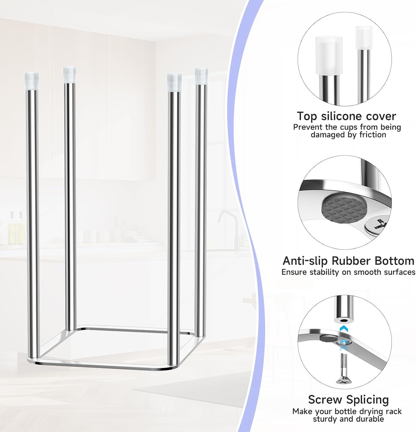 Water Bottle Drying Rack Reusable Bottle Rack Dryer Kitchen Stand Holder Stainless Steels