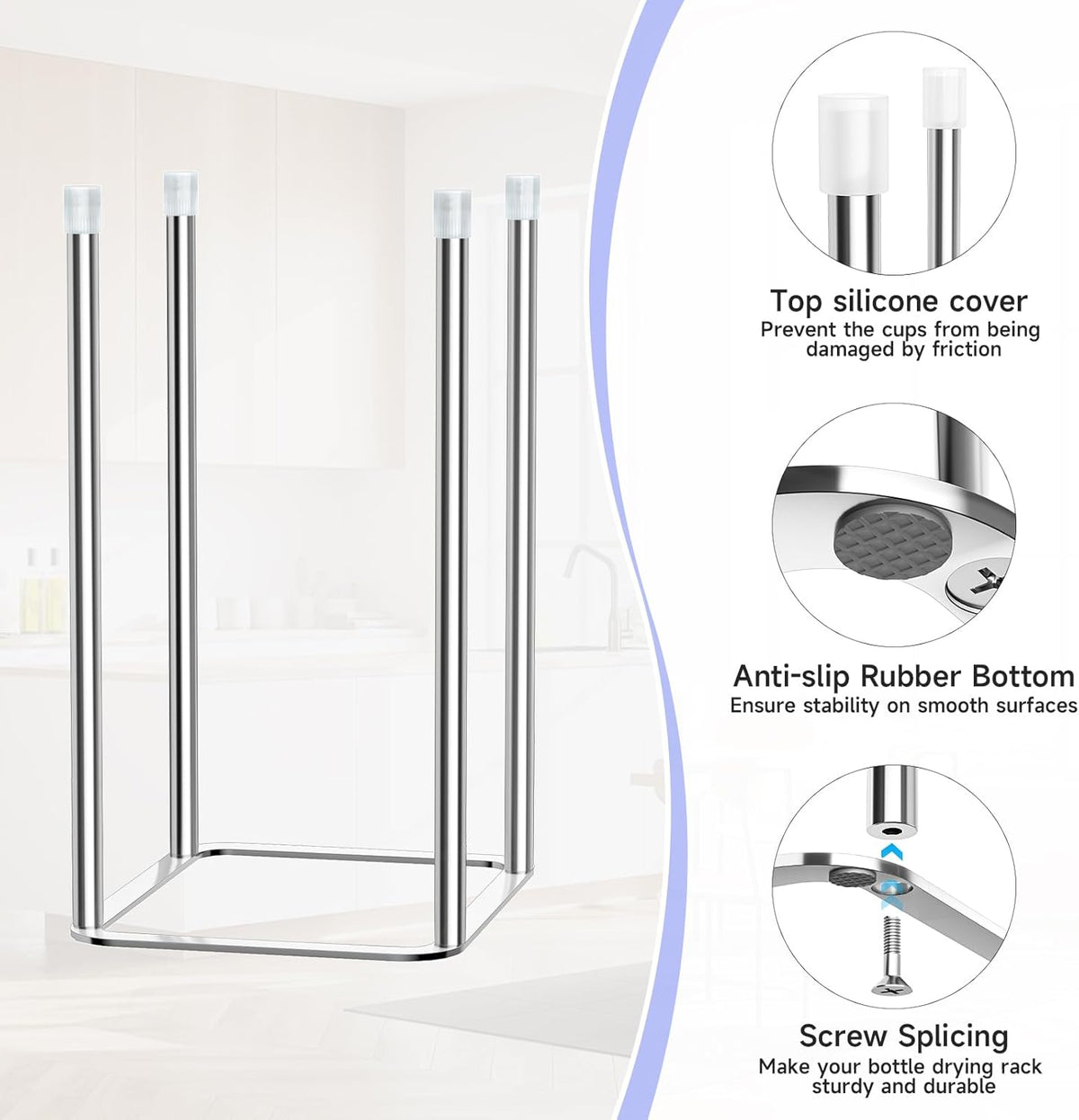 Water Bottle Drying Rack Reusable Bottle Rack Dryer Kitchen Stand Holder Stainless Steels