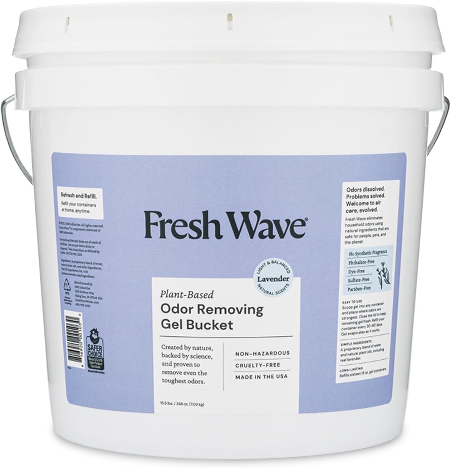 Fresh Wave Odor Removing Gel Bucket, 15.5 lb. (248 oz.) | Lavender Scent Refill | Odor Absorbers