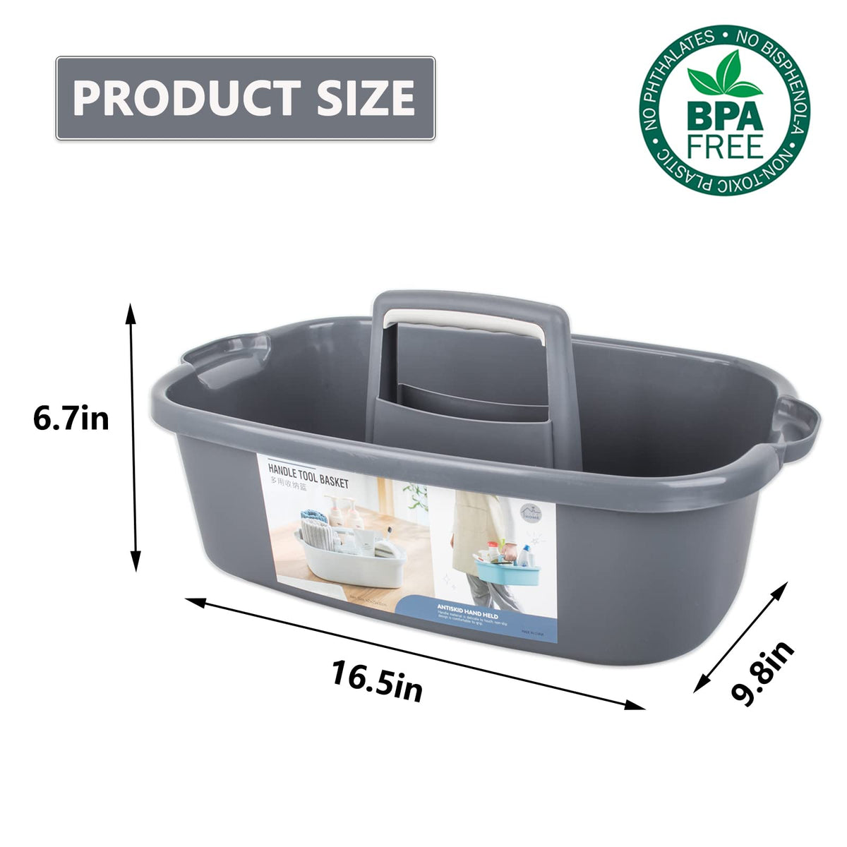 Large Cleaning Supplies Caddy Portable Shower Basket Supply Organizer with Handle Plastic Bucket