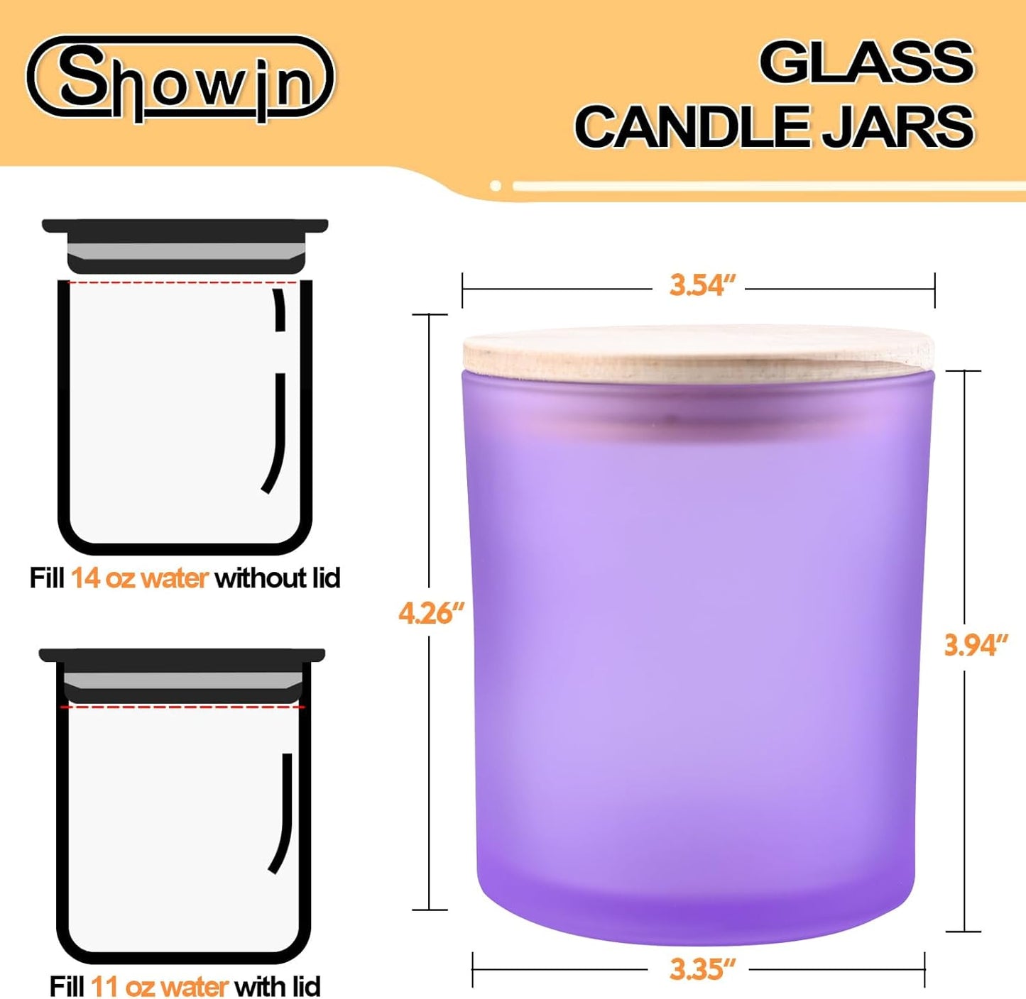 14 OZ Thick Candle Jars for Making Candles 12 Pcs, 3 Wick Empty Jars with Wood Lids for Candle
