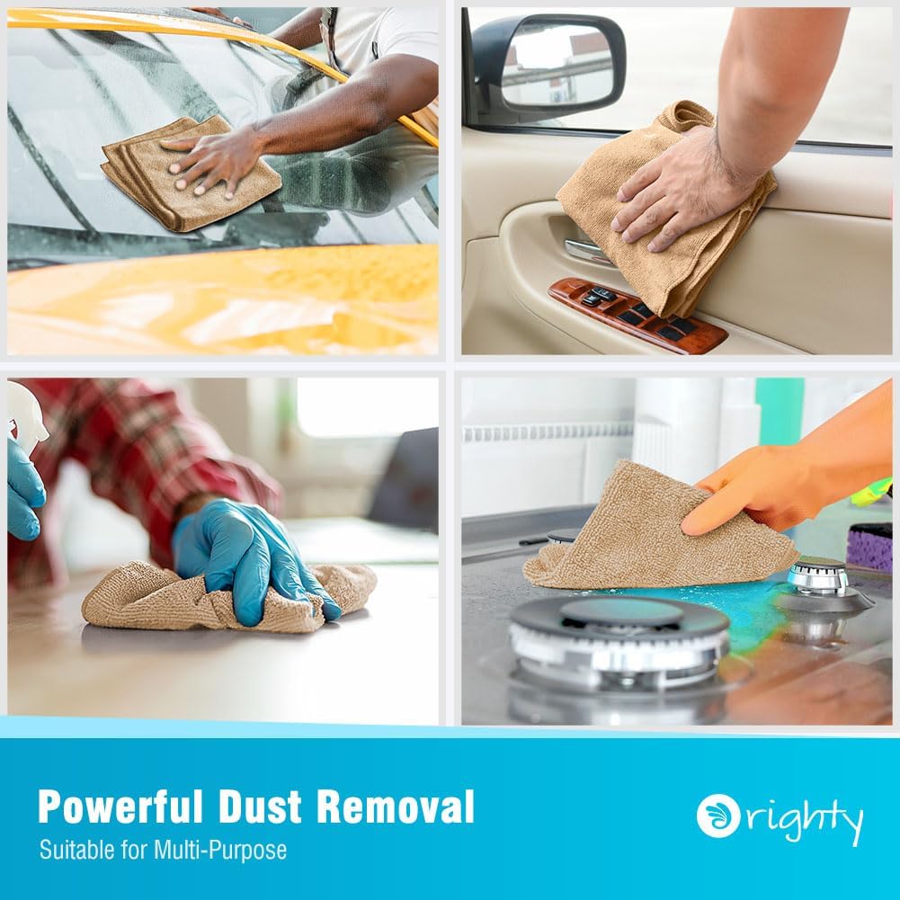 Orighty Microfiber Cleaning Cloth, 12 Pack Microfiber Towels for Cars, Highly Absorbent Car