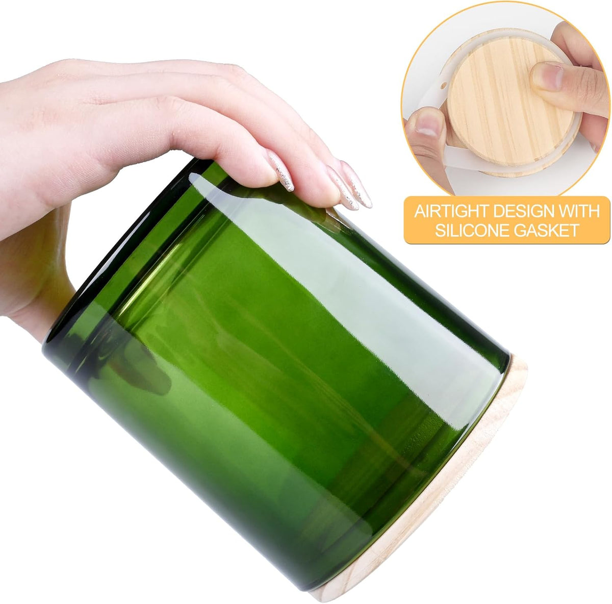 14 OZ Thick Candle Jars for Making Candles 12 Pcs, 3 Wick Empty Jars with Wood Lids for Candle