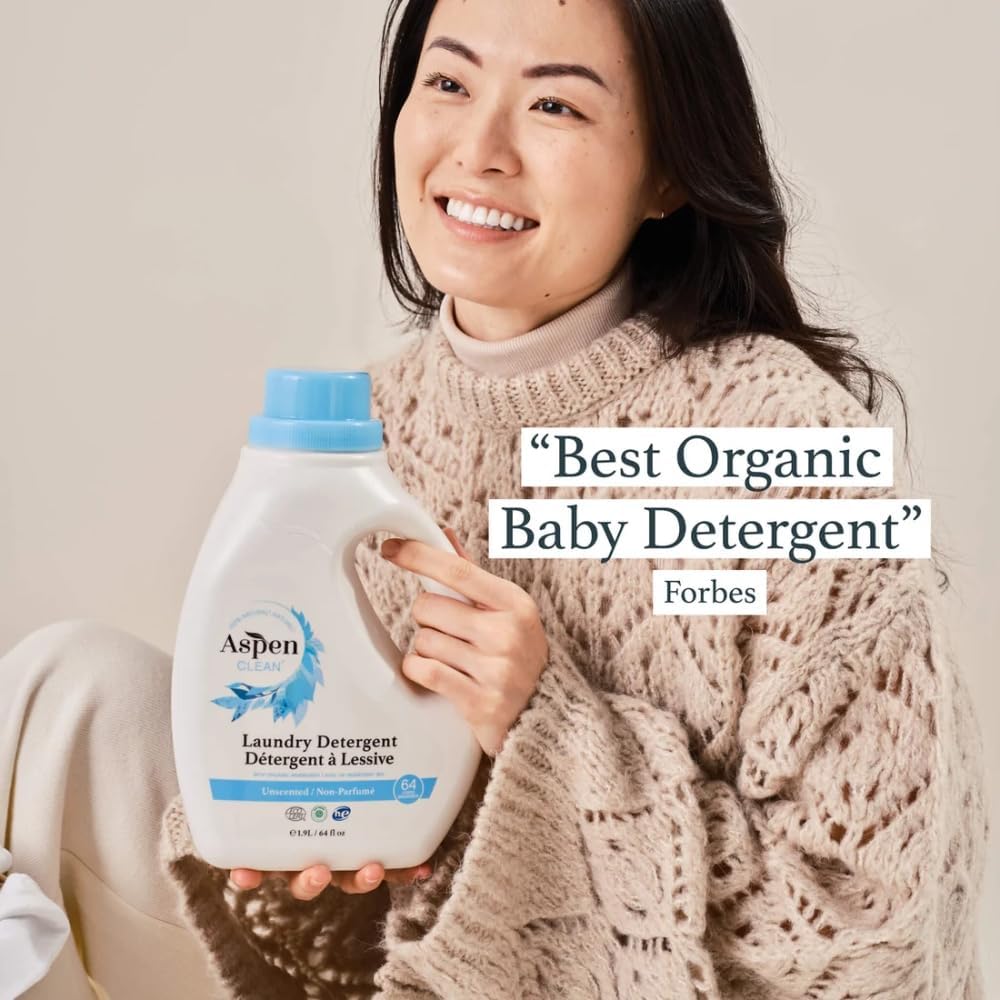 AspenClean Natural Laundry Detergent Unscented - 100% Natural, Organic,Cruelty-Free, Biodegradable