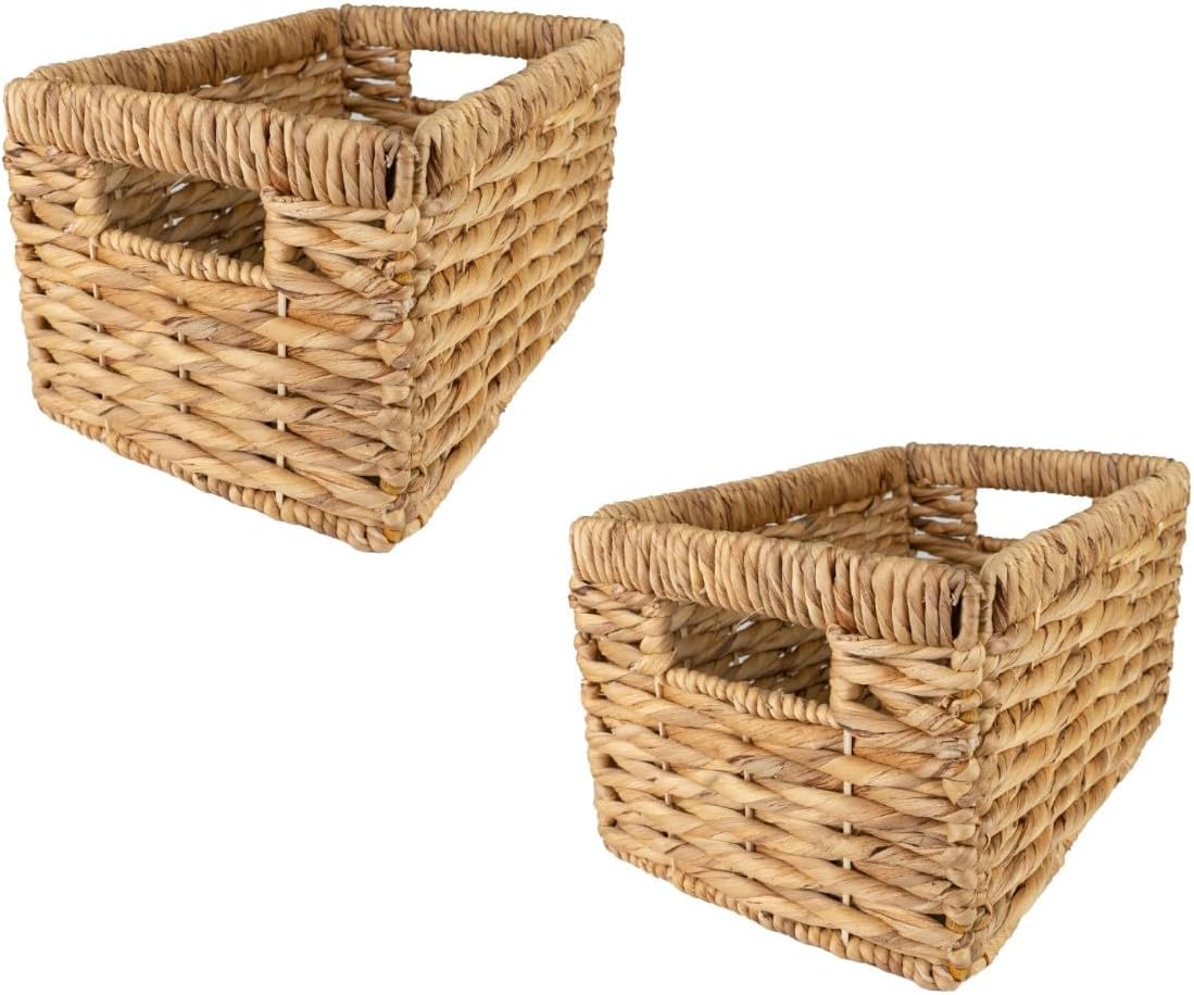 Wicker Basket For Shelves, Baskets for Organizing, Woven Storage Basket with Built-in Handles
