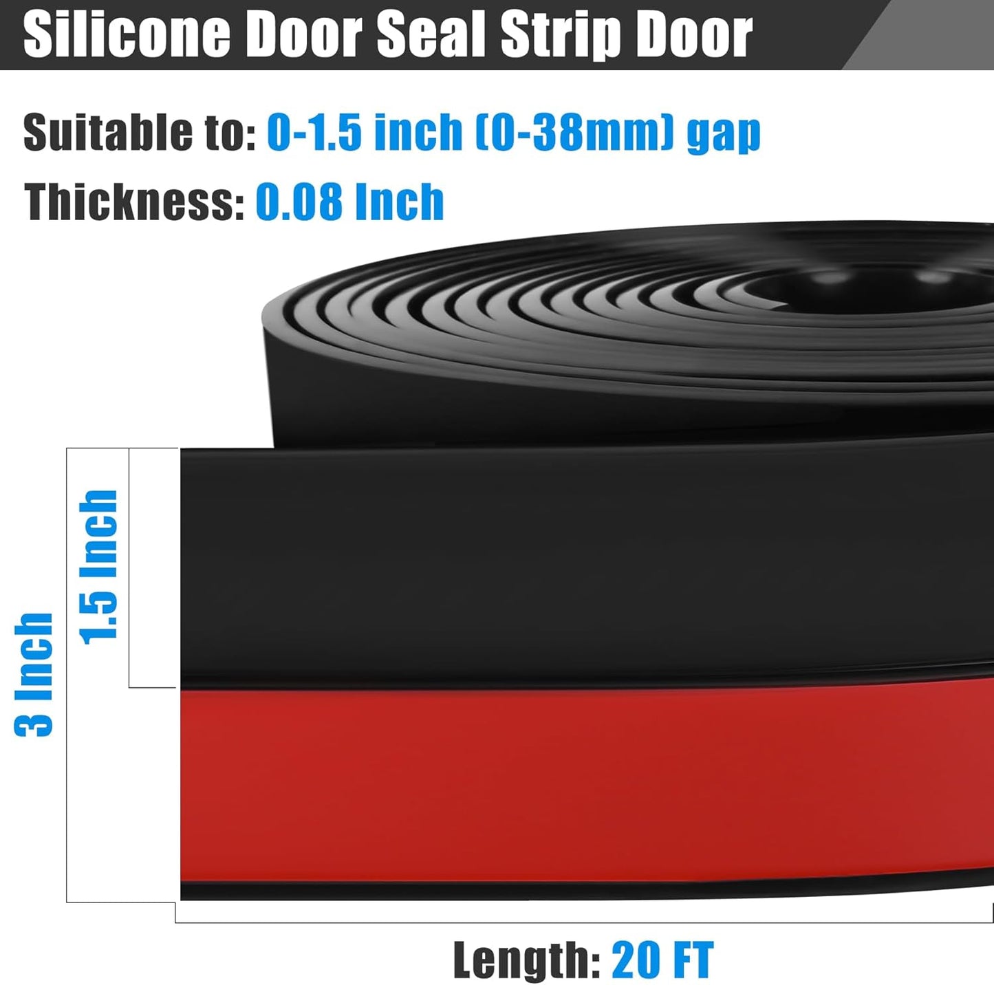 Draft Seal Tape for Doors and Windows 3 in x 20 Ft Silicone Weather Stripping Extra Thick 2mm Door