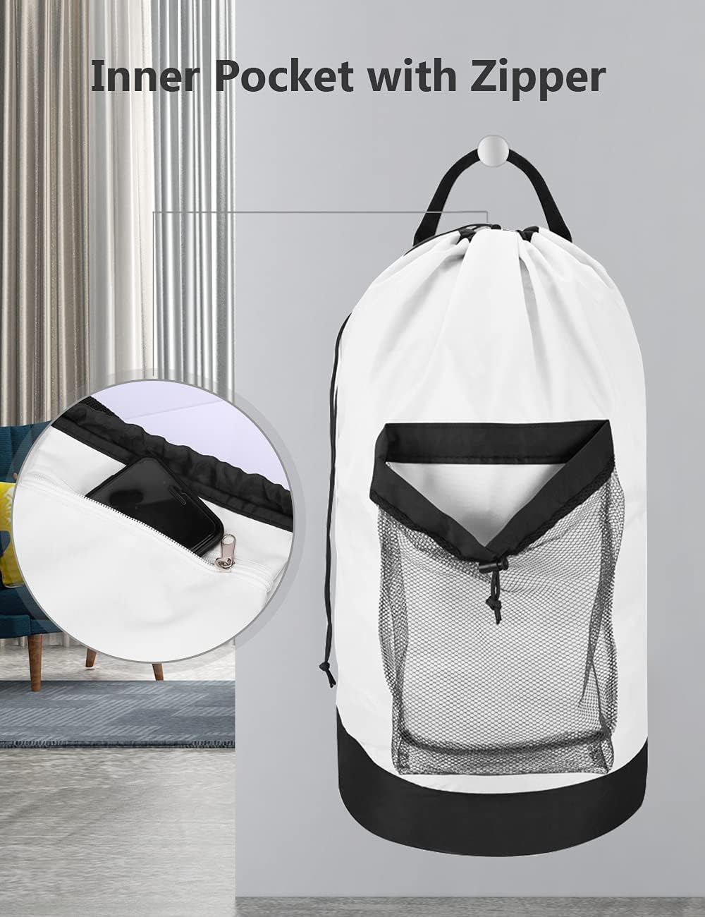 Dalykate Backpack Laundry Bag, Laundry Backpack with Shoulder Straps and Mesh Pocket Durable Nylon