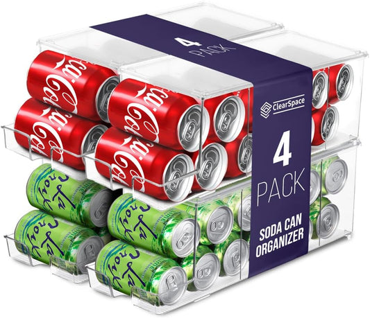 ClearSpace Soda Can Organizer & Soda Can Dispenser for Refrigerator - Fridge Organizer & Stackable
