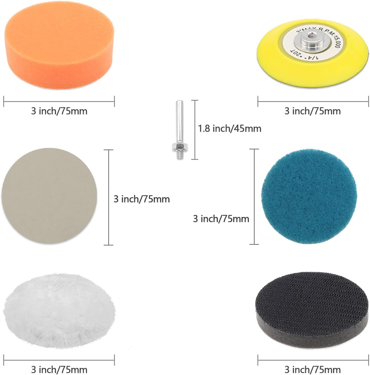 VIBRATITE Car Headlight Restoration Kit, 3 Inch Car Polishing Sanding Discs with 1/4 Inch Shank