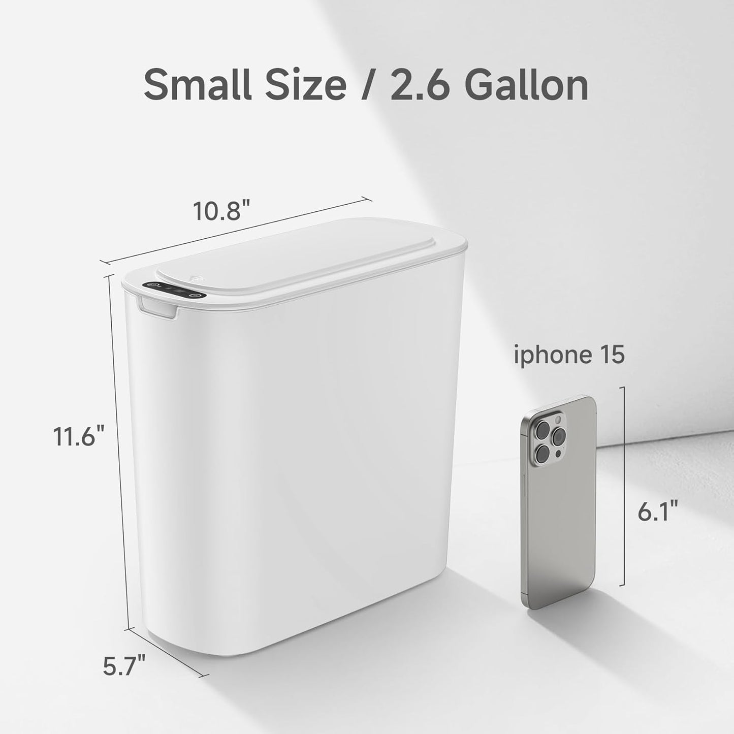 TIPGO Automatic Motion Sensor Bathroom Trash Can with Lid, 2.6 Gallon Touchless Trash Bin, Smart