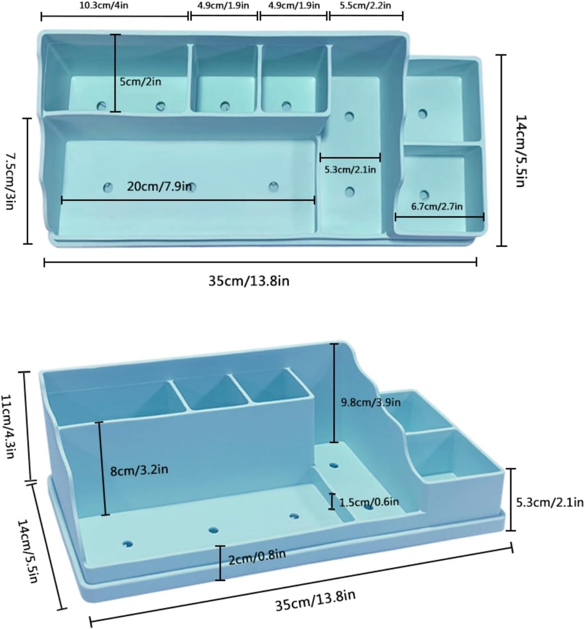 Silicone Multifunctional Bathroom Organizer Countertop,7Compartment Silicone Cosmetics Storage