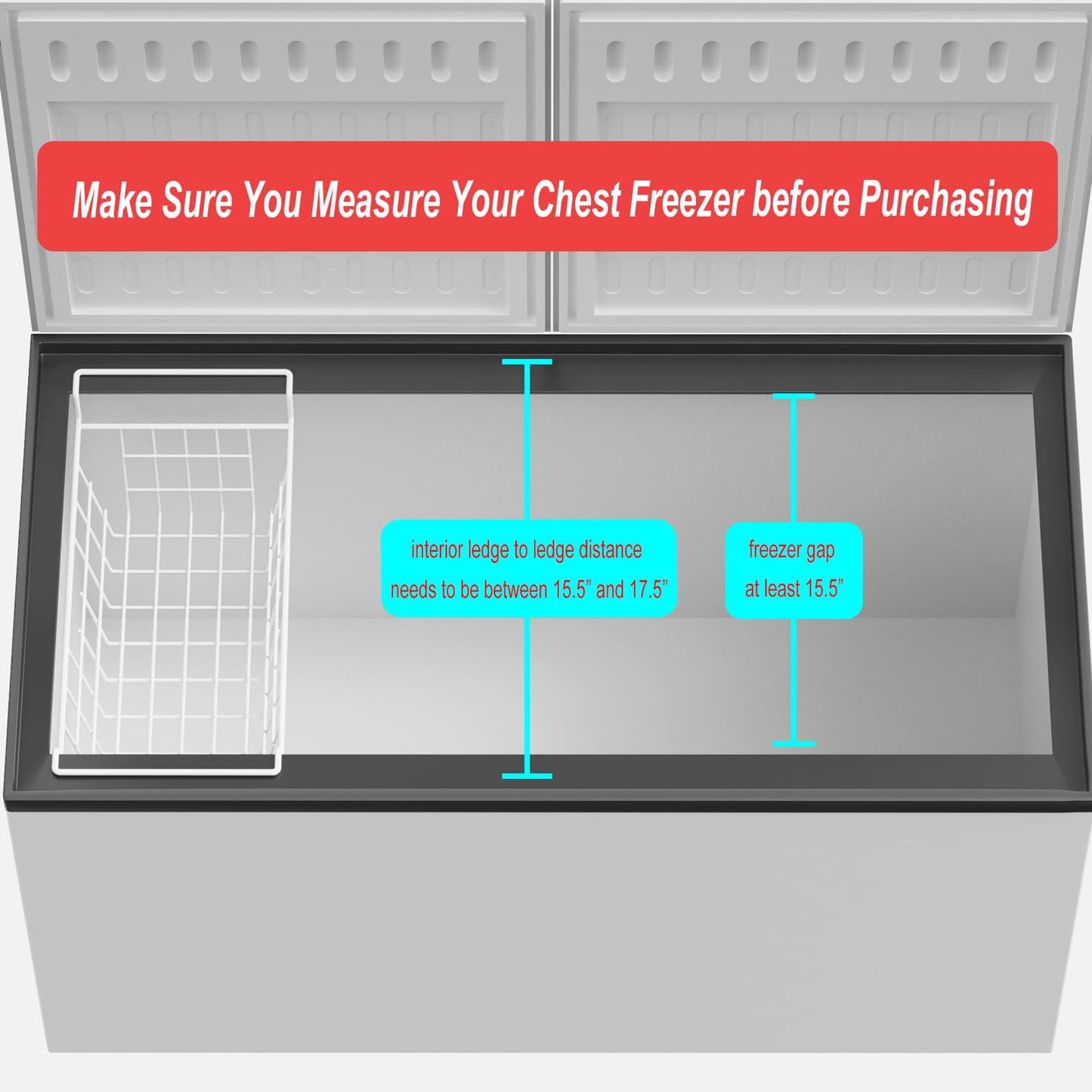 SANNO Chest Freezer Baskets, Deep Freezer Organizer Bins Sturdy Metal Wire Freezer Organizer for