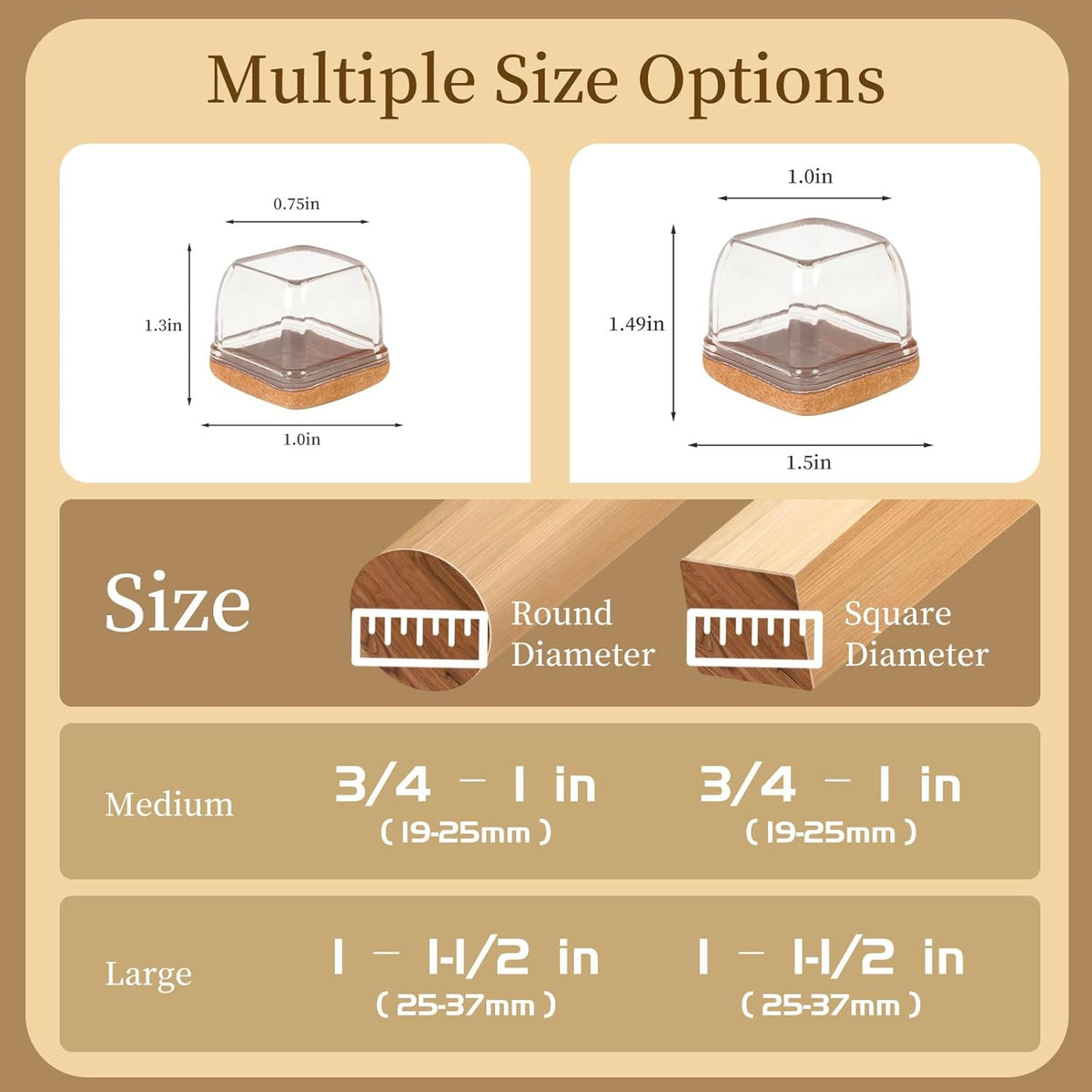 Square Chair Leg Floor Protectors Large 24Pcs,Silicone Chair Leg Protectors for Hardwood