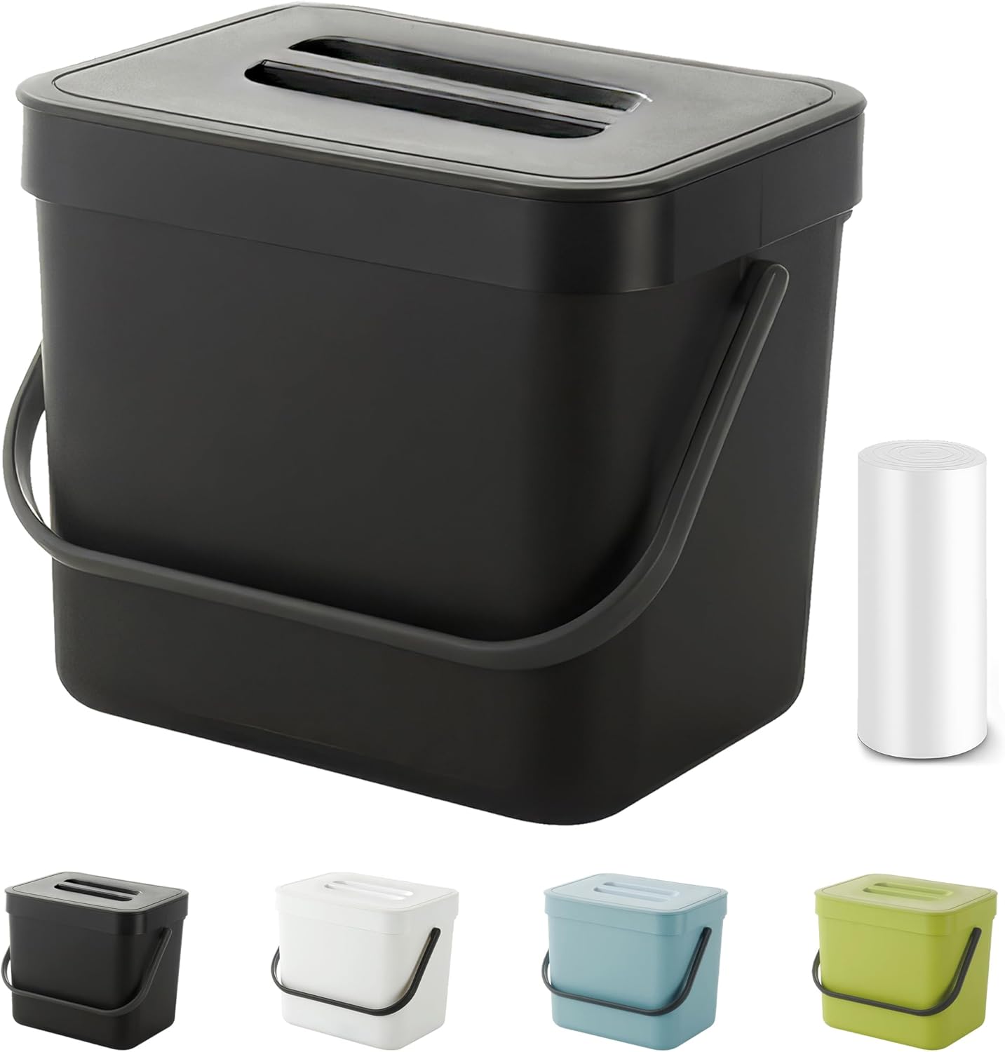 Countertop Compost Bin Kitchen, 1.8 Gallons Hanging Trash Can with Lid for Kitchen Cabinet Door