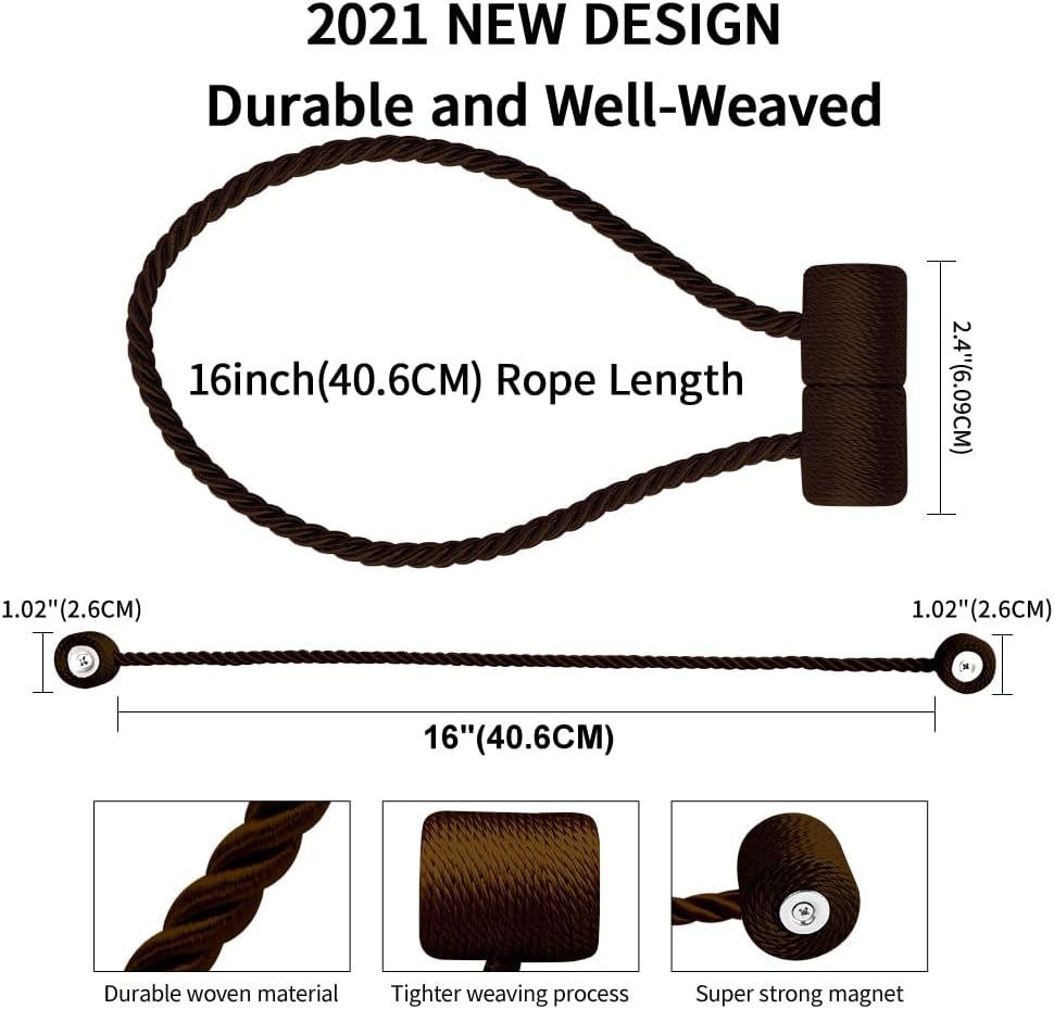 18 Inch Strong Magnetic Curtain Tiebacks, Curtain Holdbacks Modern Upgrade Strong 2021 New Twisted