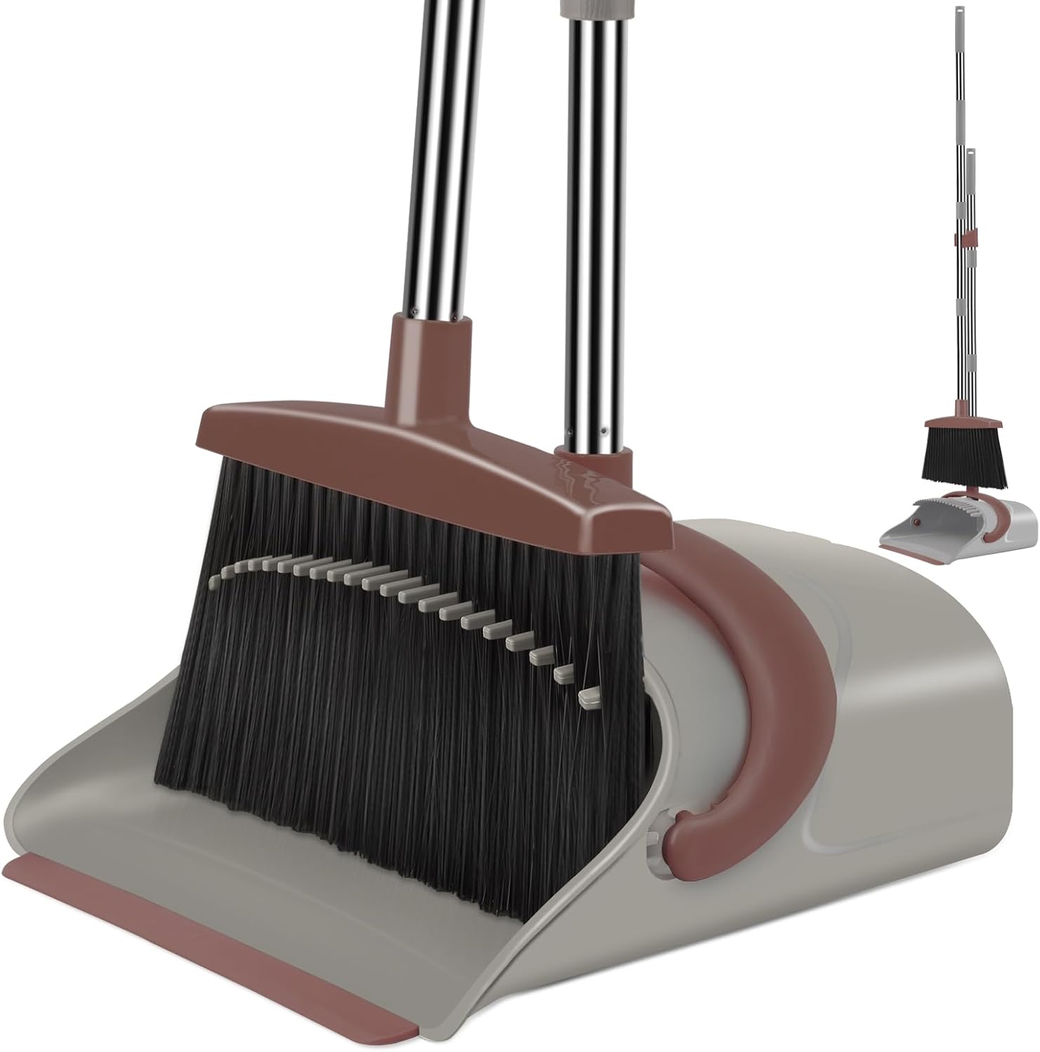 Ivandar Broom with Dustpan Combo Set, 50.6 inch Long Handle, Upright Standing Broom and Dustpan Set
