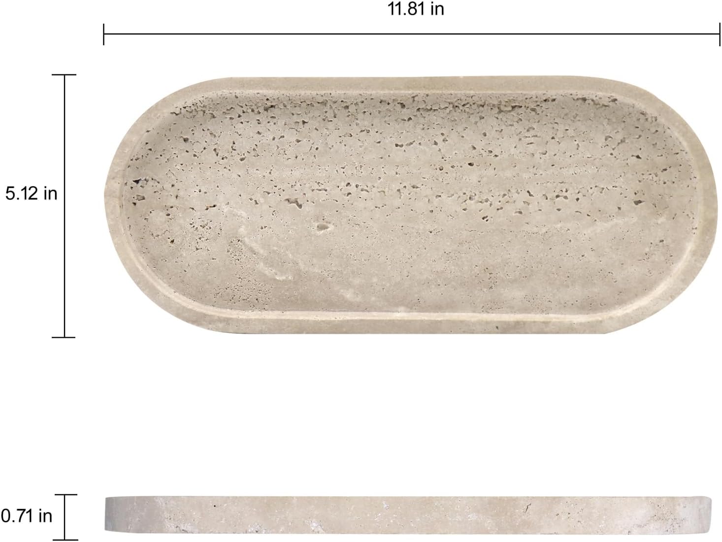 Natural Marble Tray, Oval Vanity Decorative Tray for Bathroom Counter, Countertop Stone Organizer