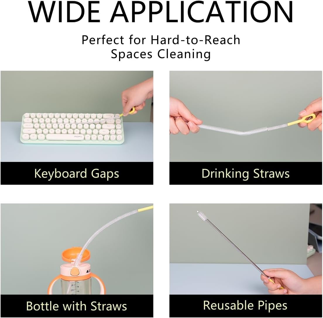 Straw Clean Brush Extra Long 12 Inch Straw Tube Brushes for Cleaning, Reusable Drinking Straw