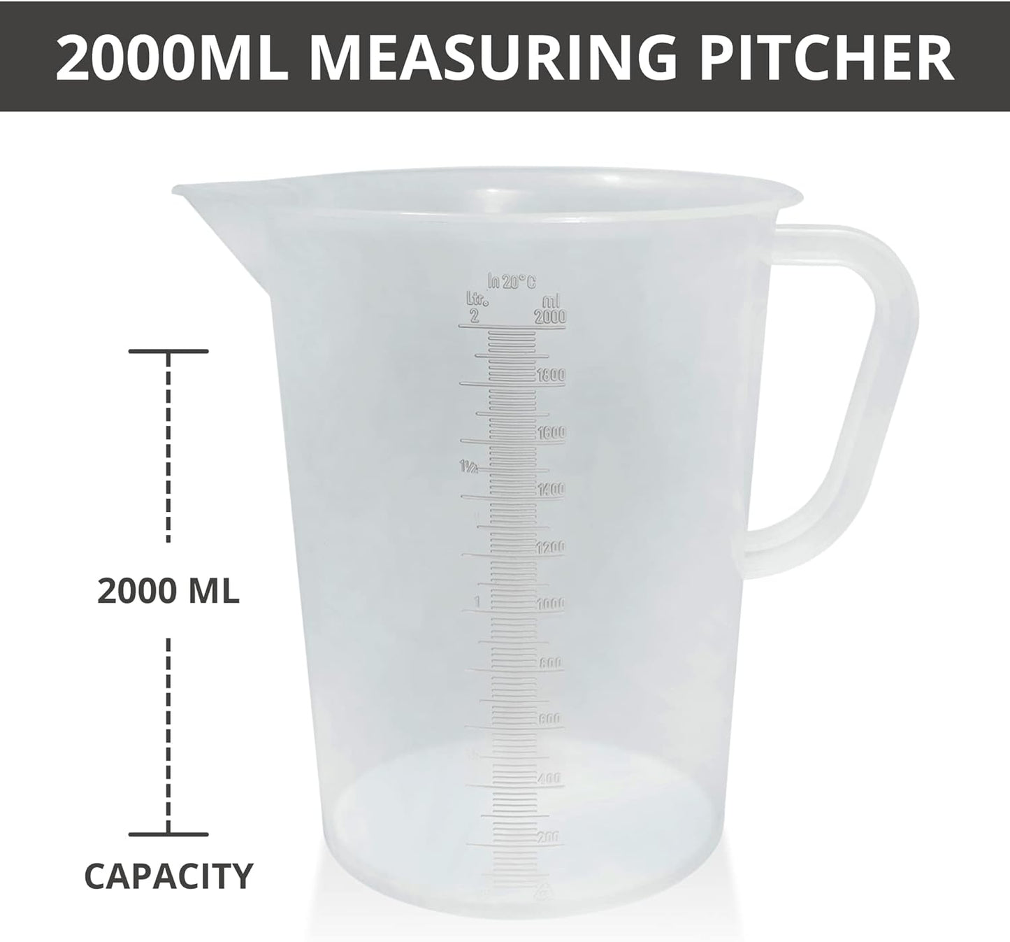 Appletofu Plastic Graduated Measuring and Mixing Pitcher - 2000ml Plastic Graduated Measuring